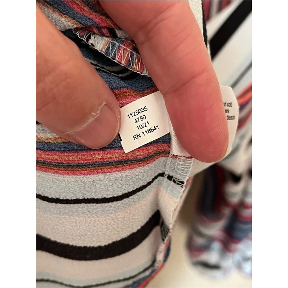Lane Bryant Two-Way Stripe Ruffle Split-Neck Button-Front Peplum Top Size 14/16
